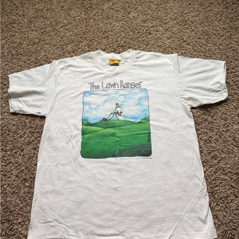Vintage The Lawn Ranger Mens XL Graphic Tee Single Stitch Lawn Mower 90s USA